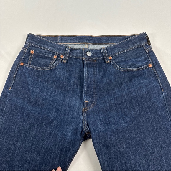 Levi’s 501 Jeans Mens 32x30 Tag Straight Leg Cotton Button Fly Dark Blue EUC - Picture 3 of 8